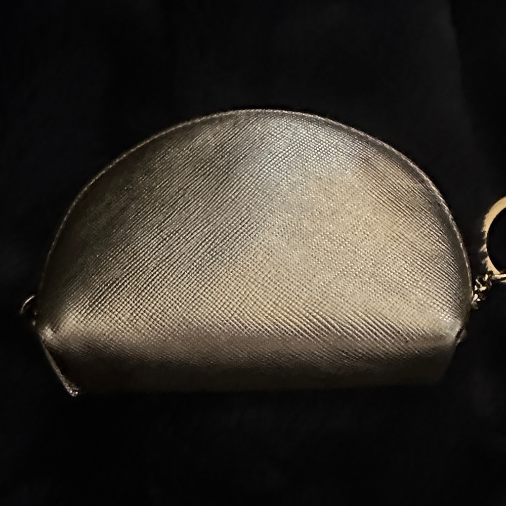 Prada Gold Saffiano Leather Coin Pouch with Chain Keyring - Picture 8 of 11